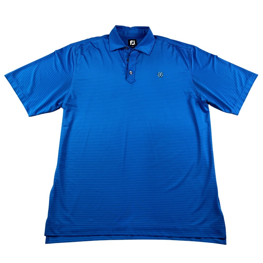 FootJoy FJ Mens Large Golf Polo Shirt Short Sleeve Blue Striped Stretch